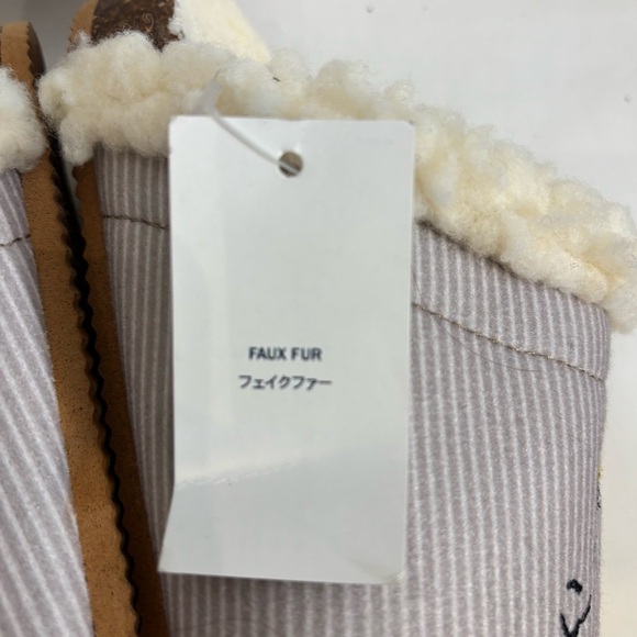 LAND’S END Sz 7B Slippers Clogs Faux Shearling Embroidered Flower and Bees NEW - Picture 8 of 14